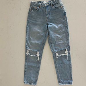 Topshop Mom Jeans Double Knee distressing W26